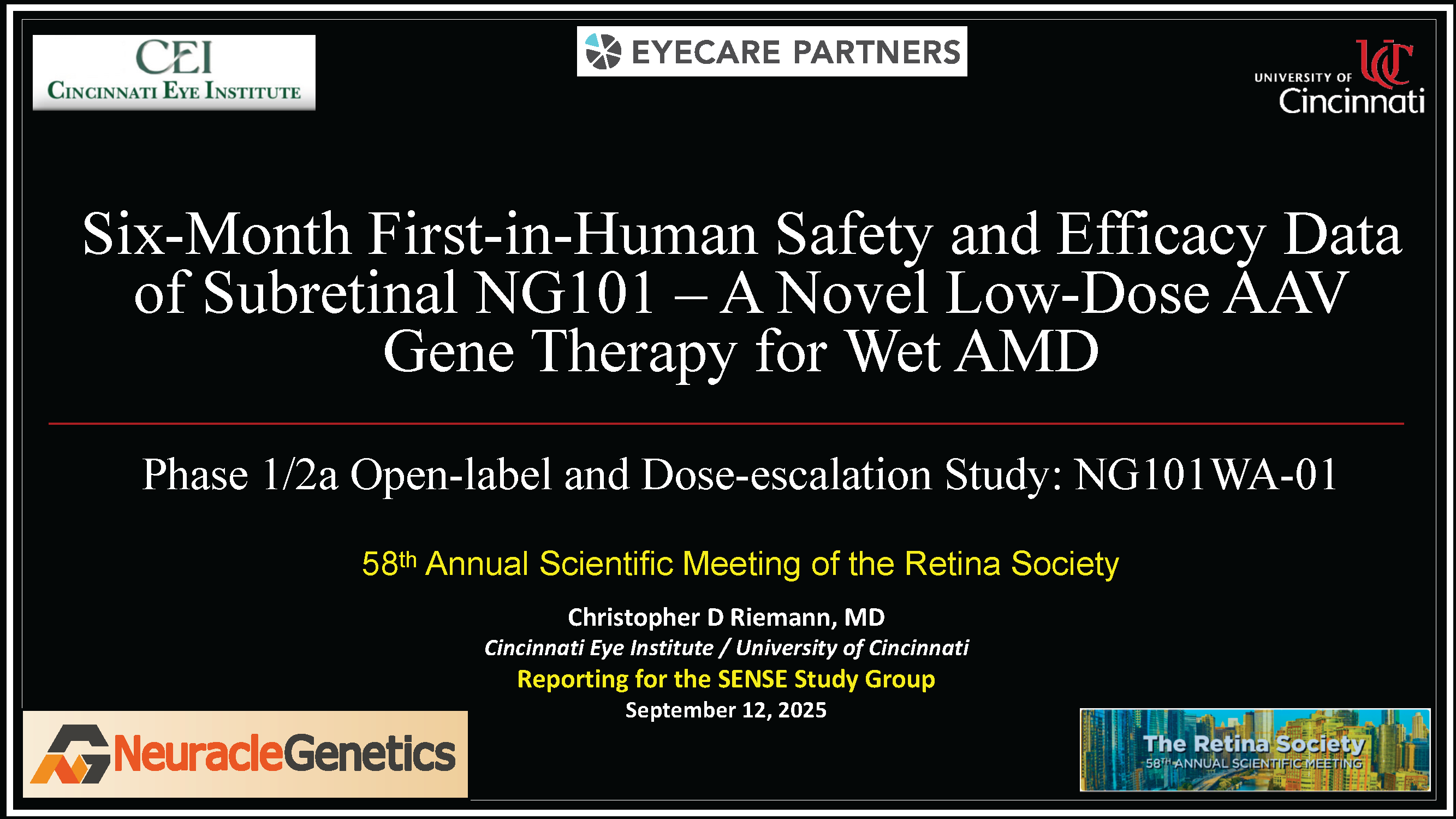 [Poster - Retina Society 2025] Six-Month First-in-Human Safety and Efficacy Data of Subretinal NG101 – A Novel Low-Dose AAV Gene Therapy for Wet AMD